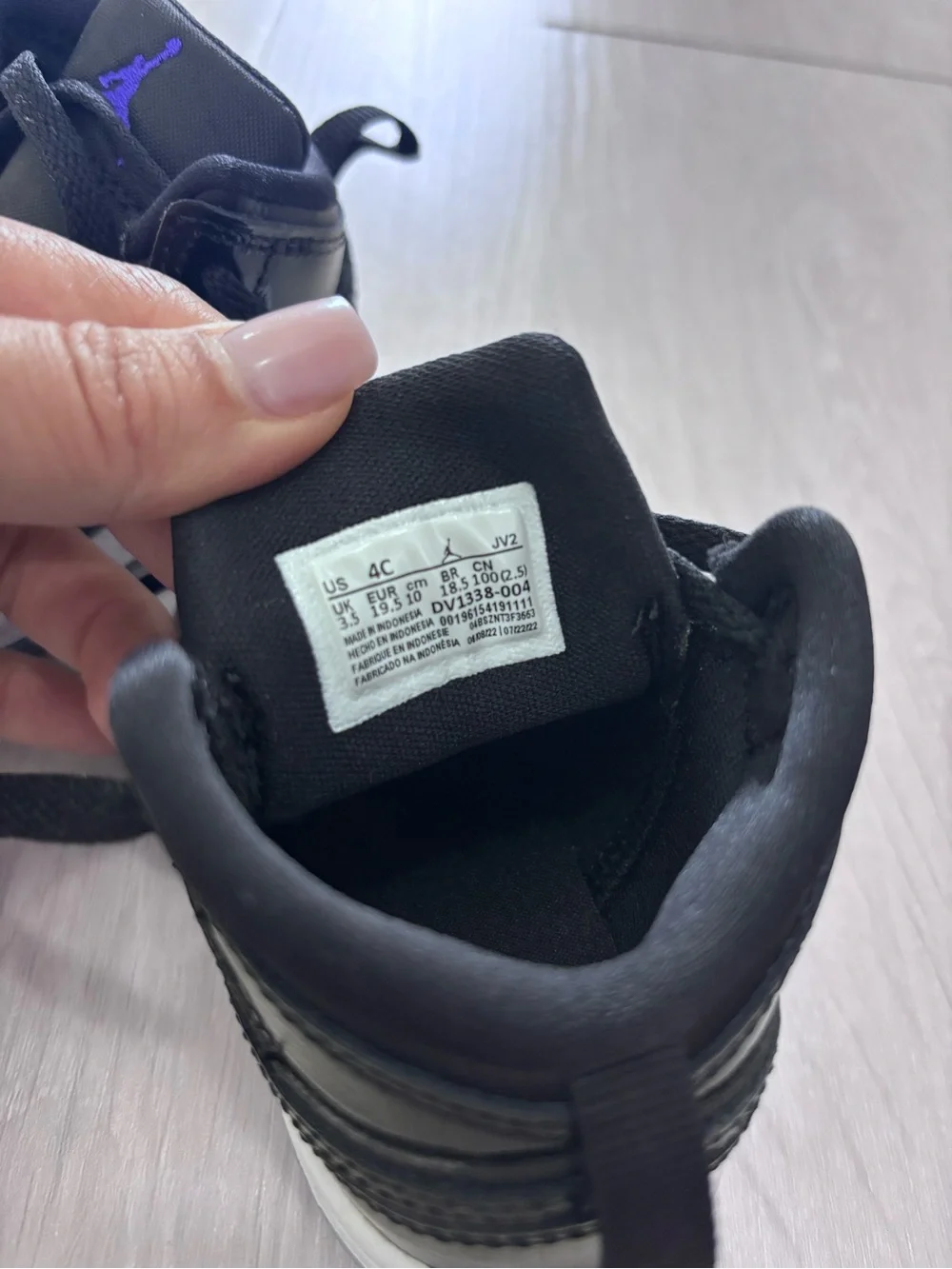 Jordan Toddler Black with Purple Jumpman High-Top Sneakers 4C